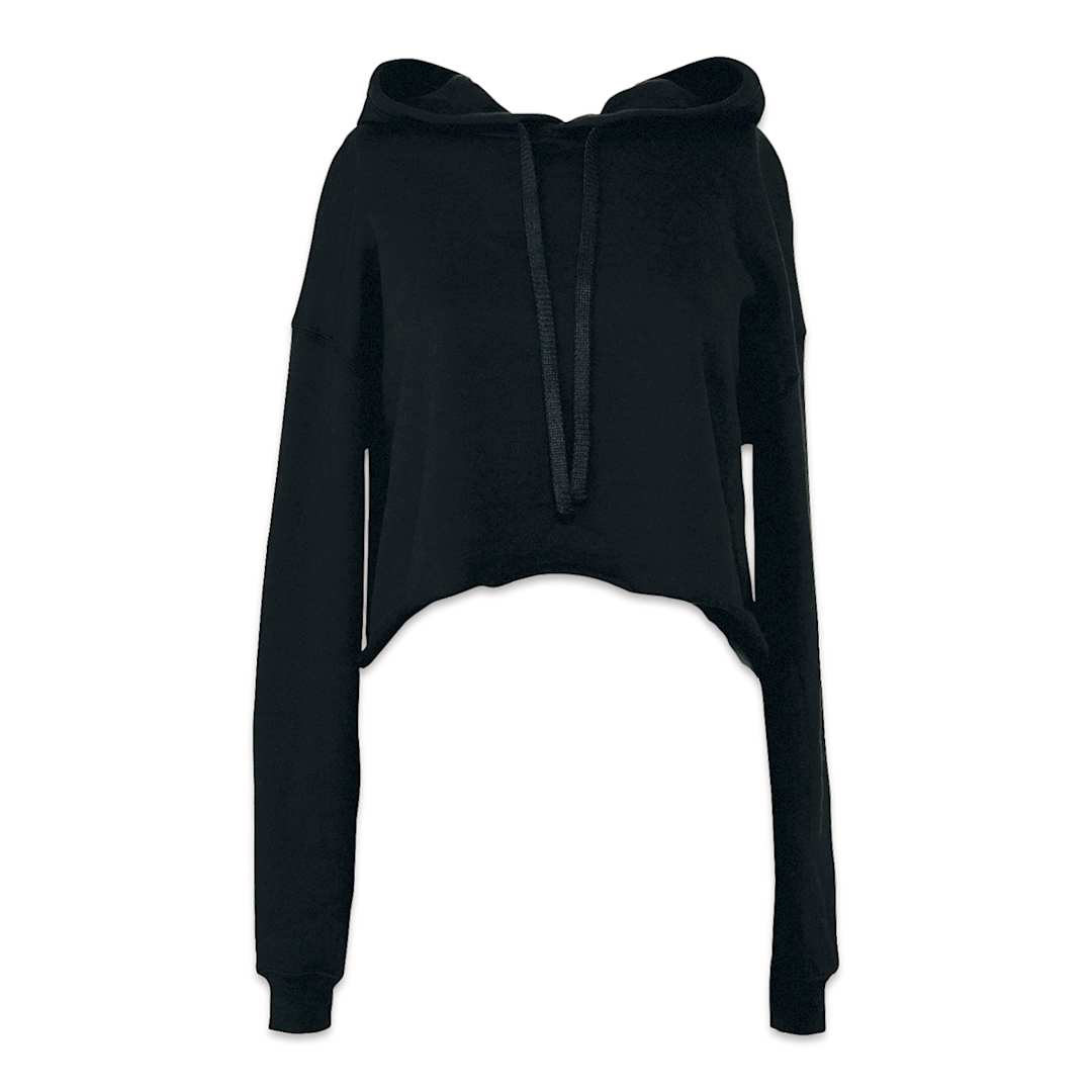 Open in modal - Bella Canvas Cropped Fleece Hoodie - Front view of Black Hoodie