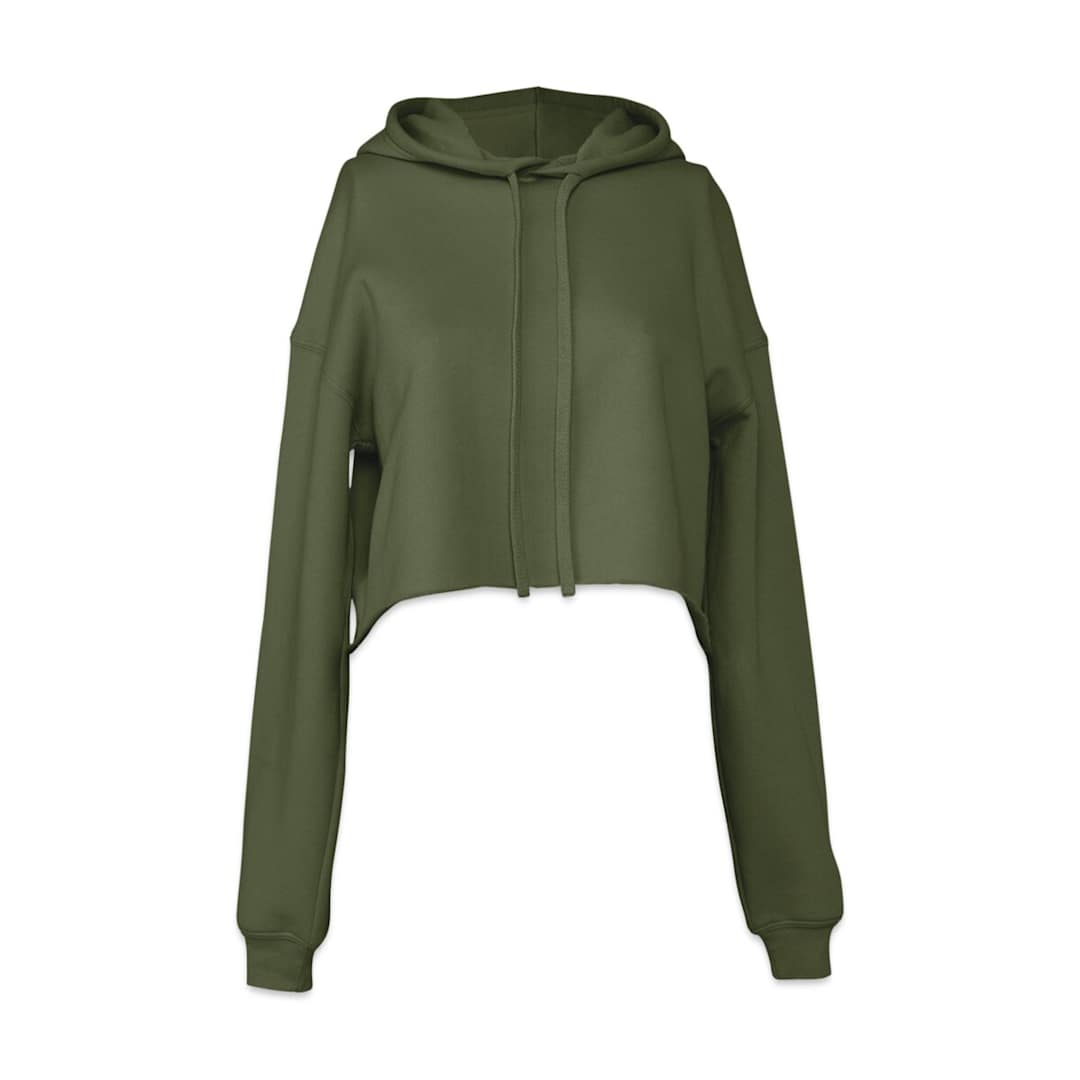 Open in modal - Bella + Canvas Cropped Fleece Hoodie - Military Green, Size X-Large
