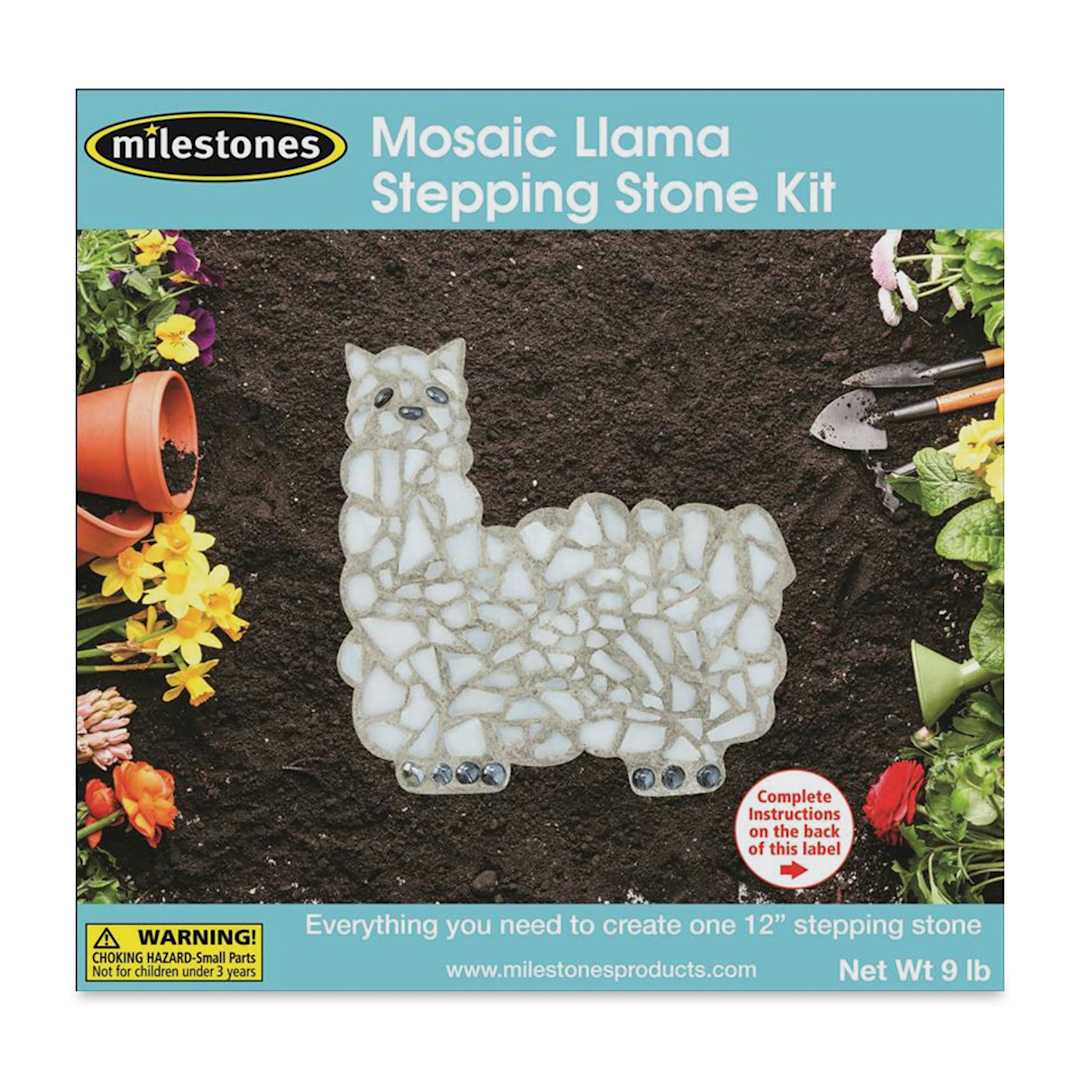 Open in modal - Milestones Mosaic Stepping Stone Kit - Llama (Front of packaging)