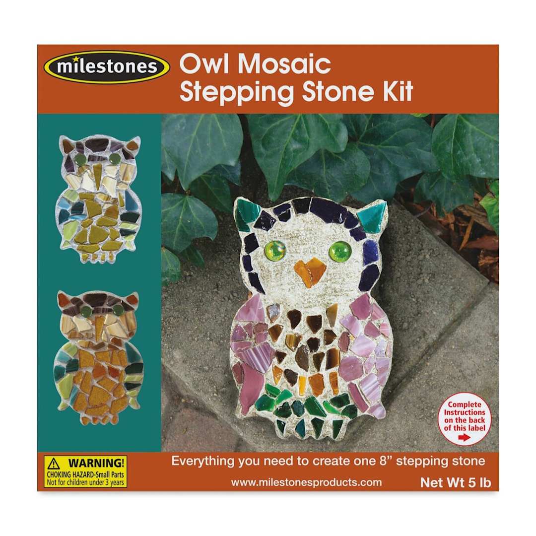 Open in modal - Milestones Mosaic Stepping Stone Kit - Owl (Front of packaging)