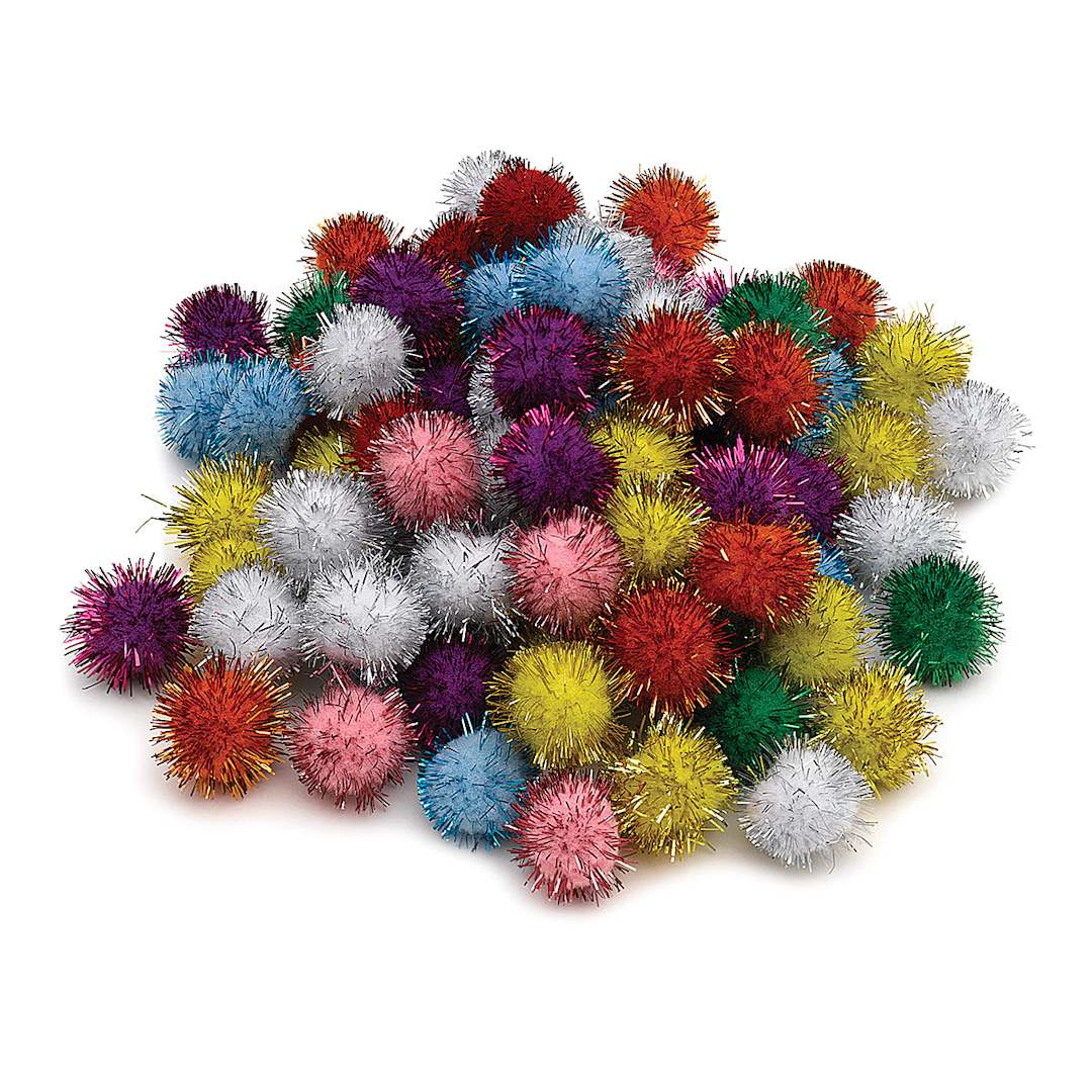Open in modal - Glitter Poms - A pile of 1/2" Glitter Poms