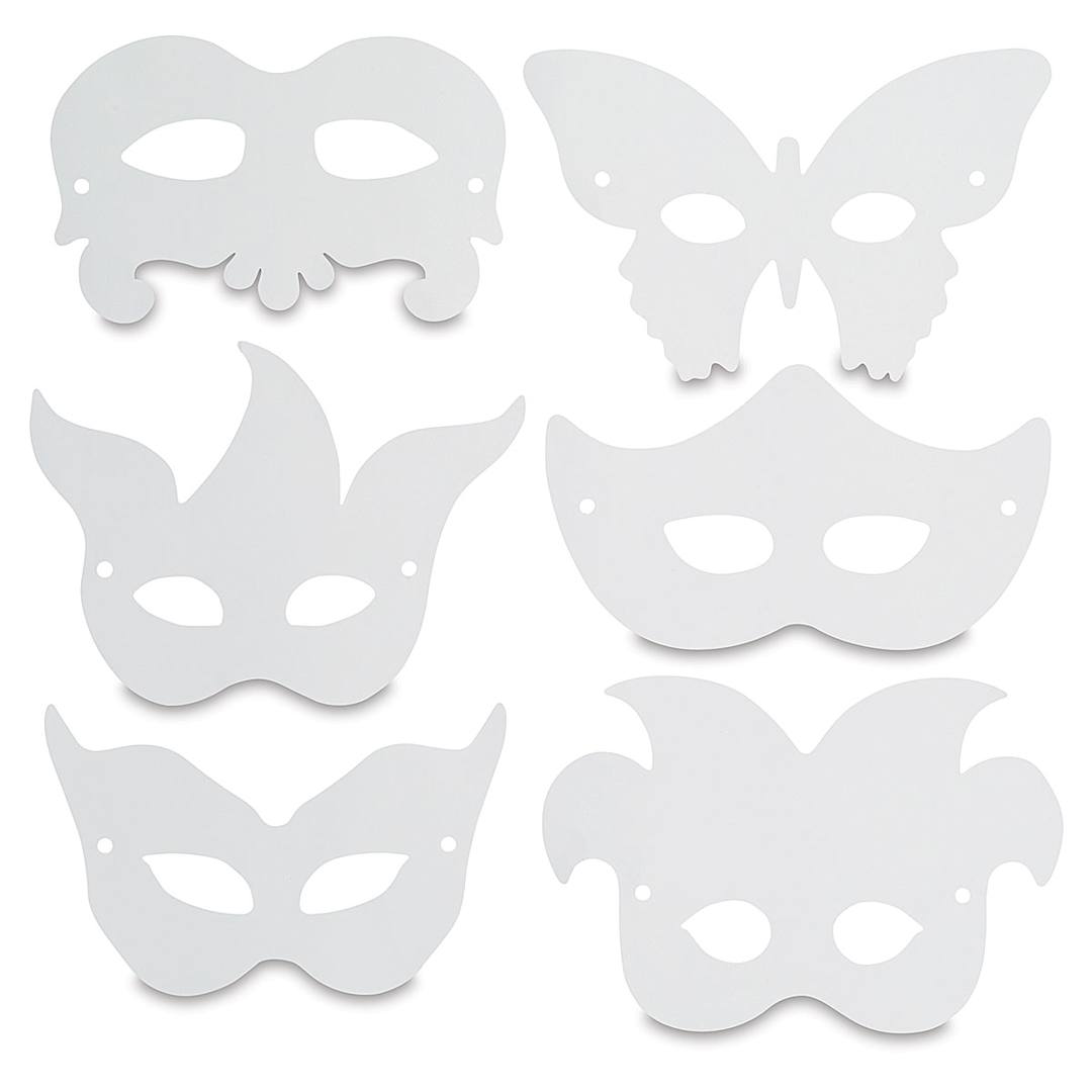 Open in modal - Mardi Gras Paper Masks - 6 types of masks offered shown
