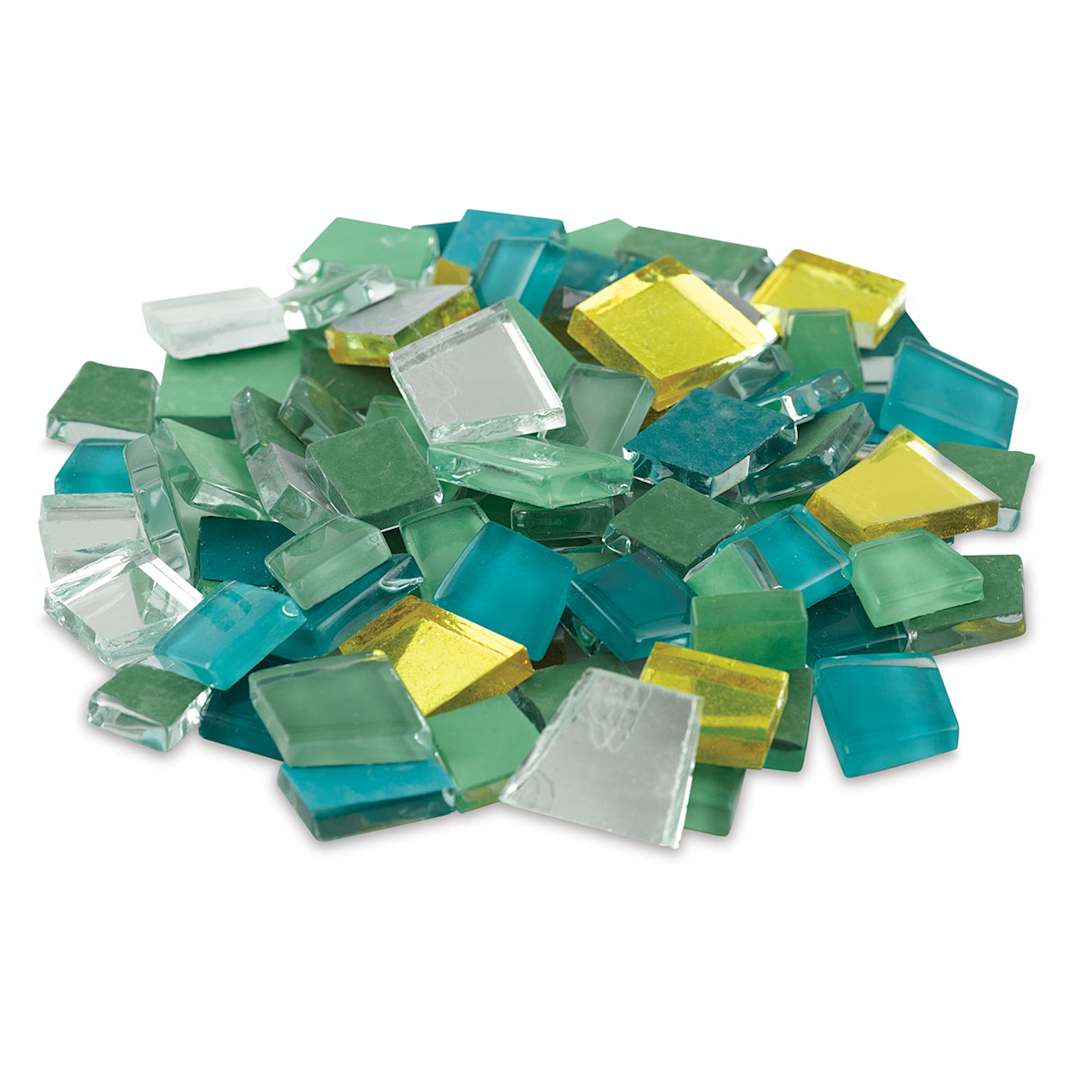 Open in modal - Crafter's Cut Pre-Cut Glass Mosaic Tiles - Assorted shapes and colors of Solstice Tile Assortment