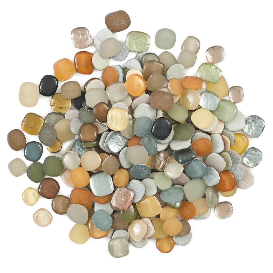 Open in modal - Mosaic Mercantile Glass Pebble Tiles - Metallics Mix, 3 lb, out of packaging