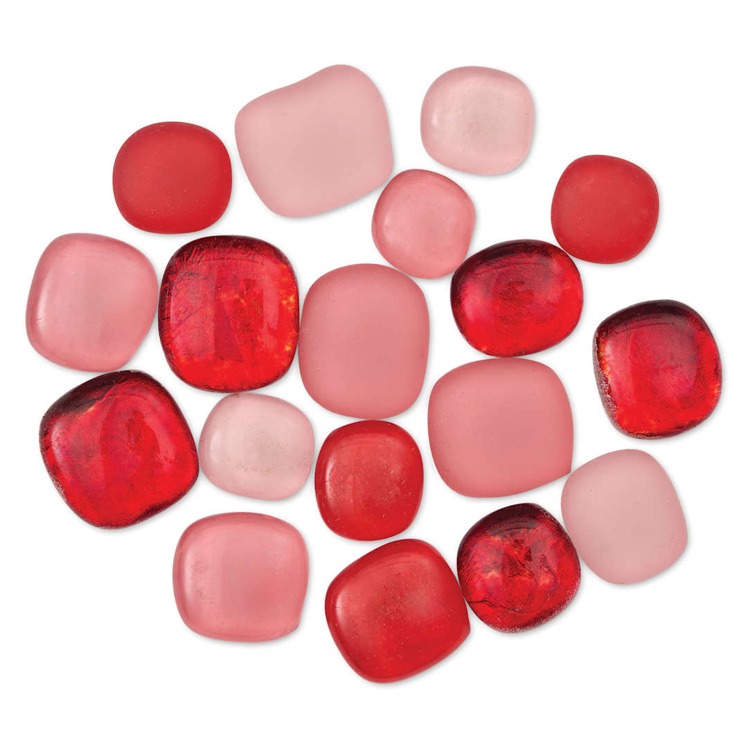 Open in modal - Mosaic Mercantile Glass Pebble Tiles - Red, 4 oz, out of packaging