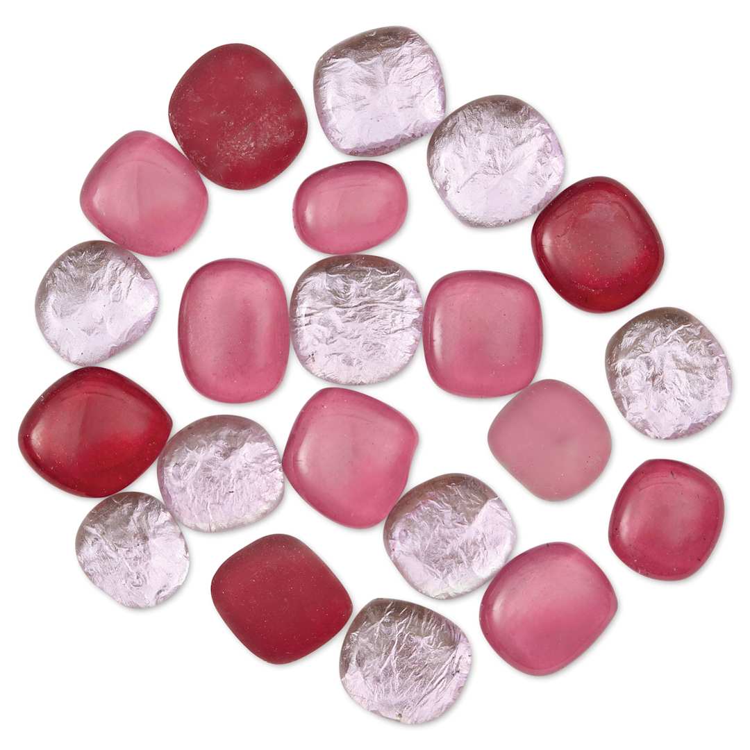 Open in modal - Mosaic Mercantile Glass Pebble Tiles - Rose, 4 oz, out of packaging