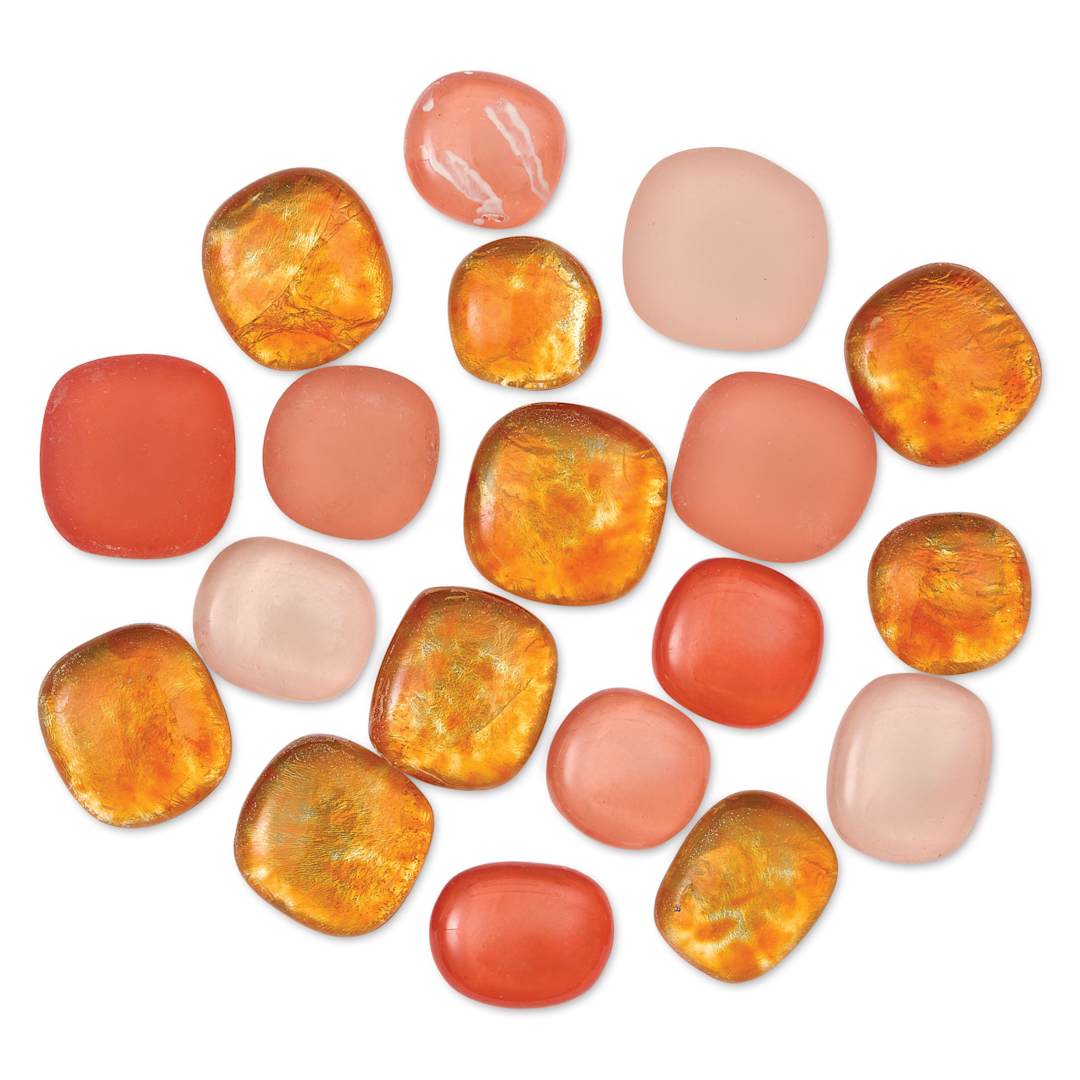 Open in modal - Mosaic Mercantile Glass Pebble Tiles - Orange, 4 oz, out of packaging
