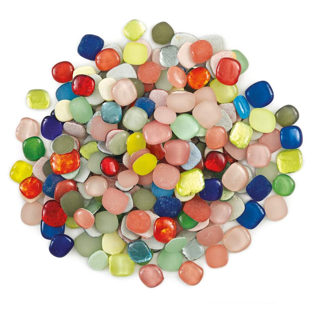 Open in modal - Mosaic Mercantile Glass Pebble Tiles - Royals Mix, 3 lb, out of packaging