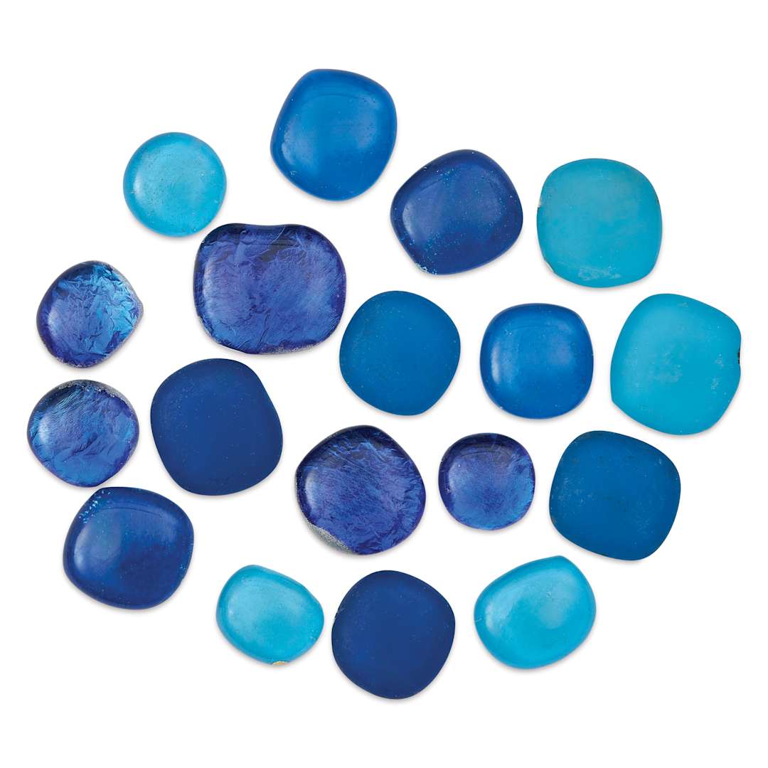 Open in modal - Mosaic Mercantile Glass Pebble Tiles - Ocean Blue, 4 oz, out of packaging