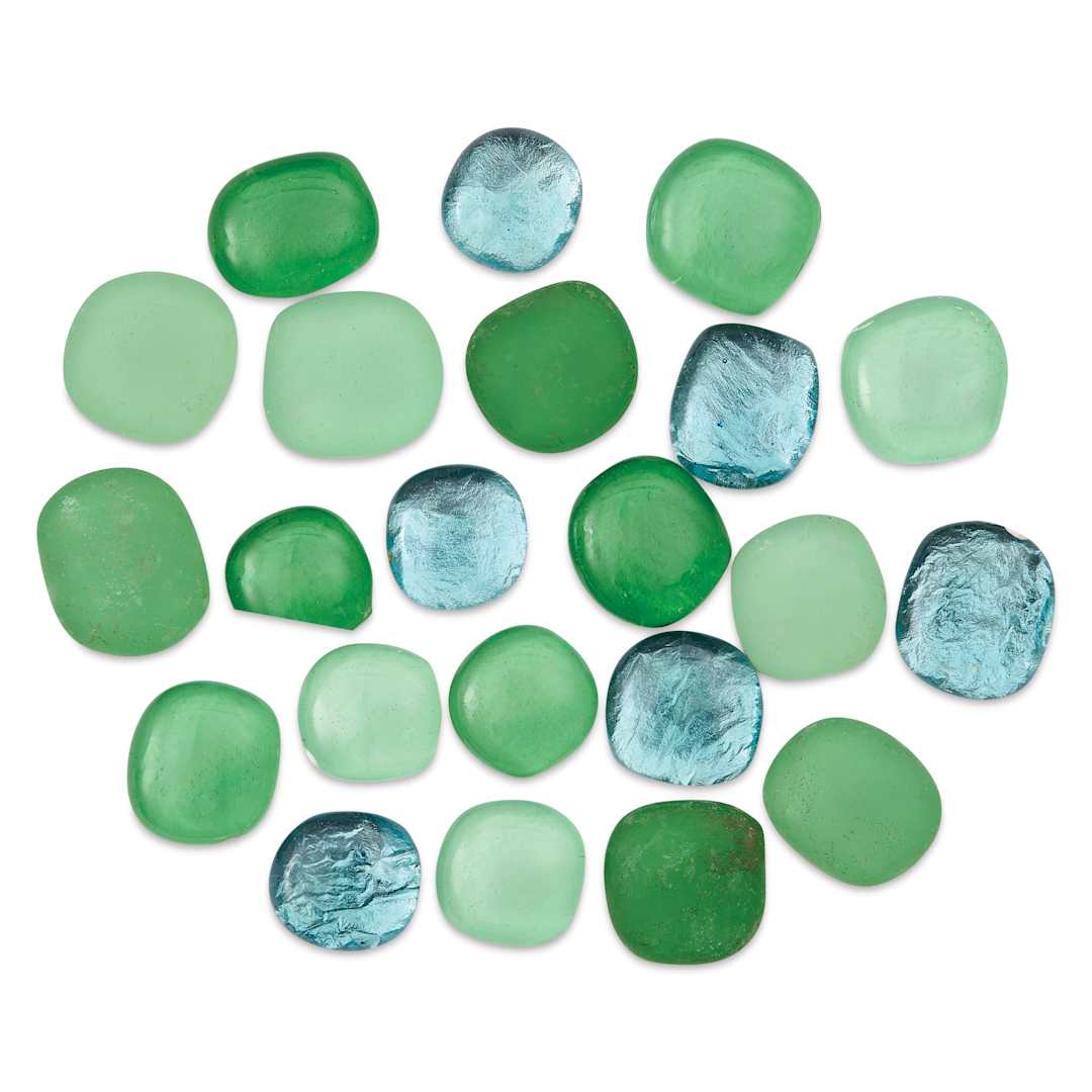 Open in modal - Mosaic Mercantile Glass Pebble Tiles - Grass, 4 oz, out of packaging