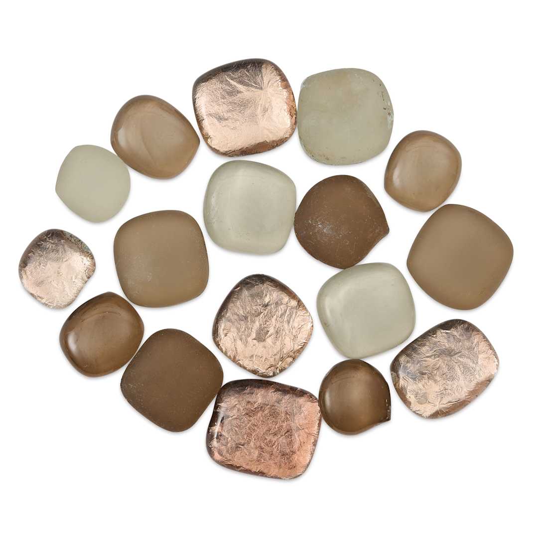 Open in modal - Mosaic Mercantile Glass Pebble Tiles - Brown, 4 oz, out of packaging