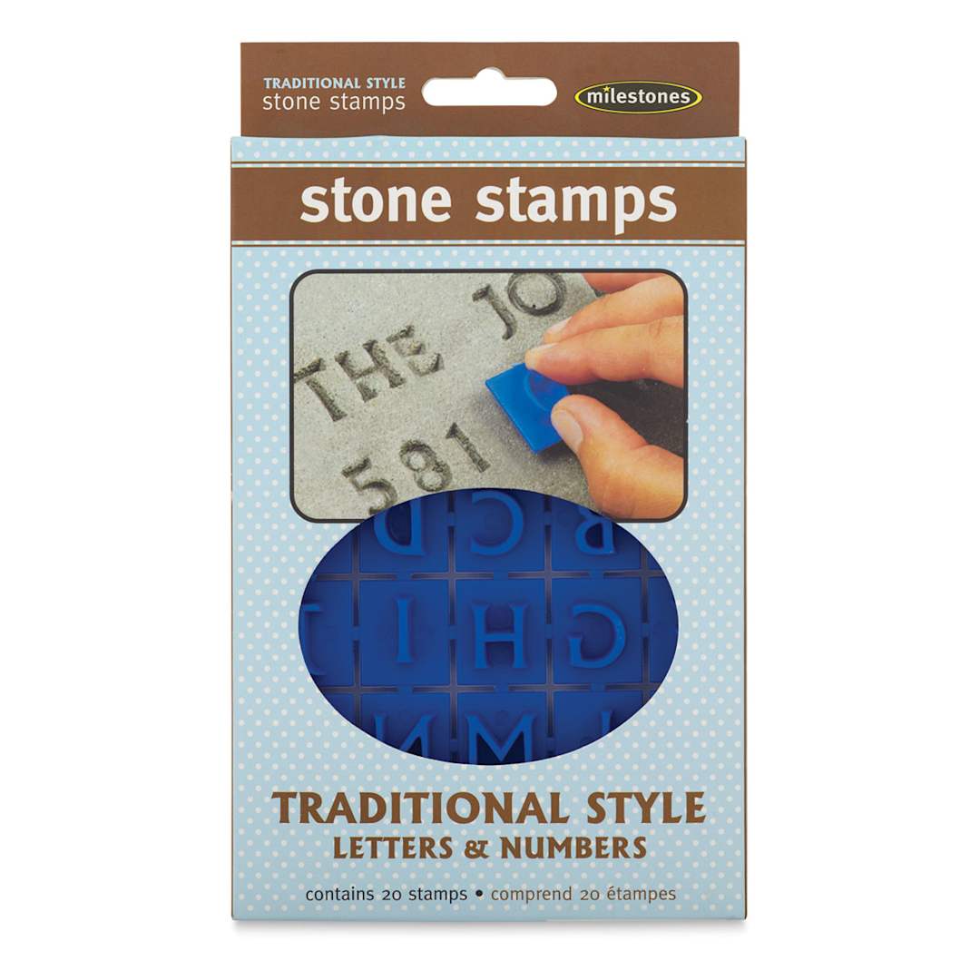 Open in modal - Milestones Mosaic Stone Stamps - Traditional Letters and Numbers (In packaging)