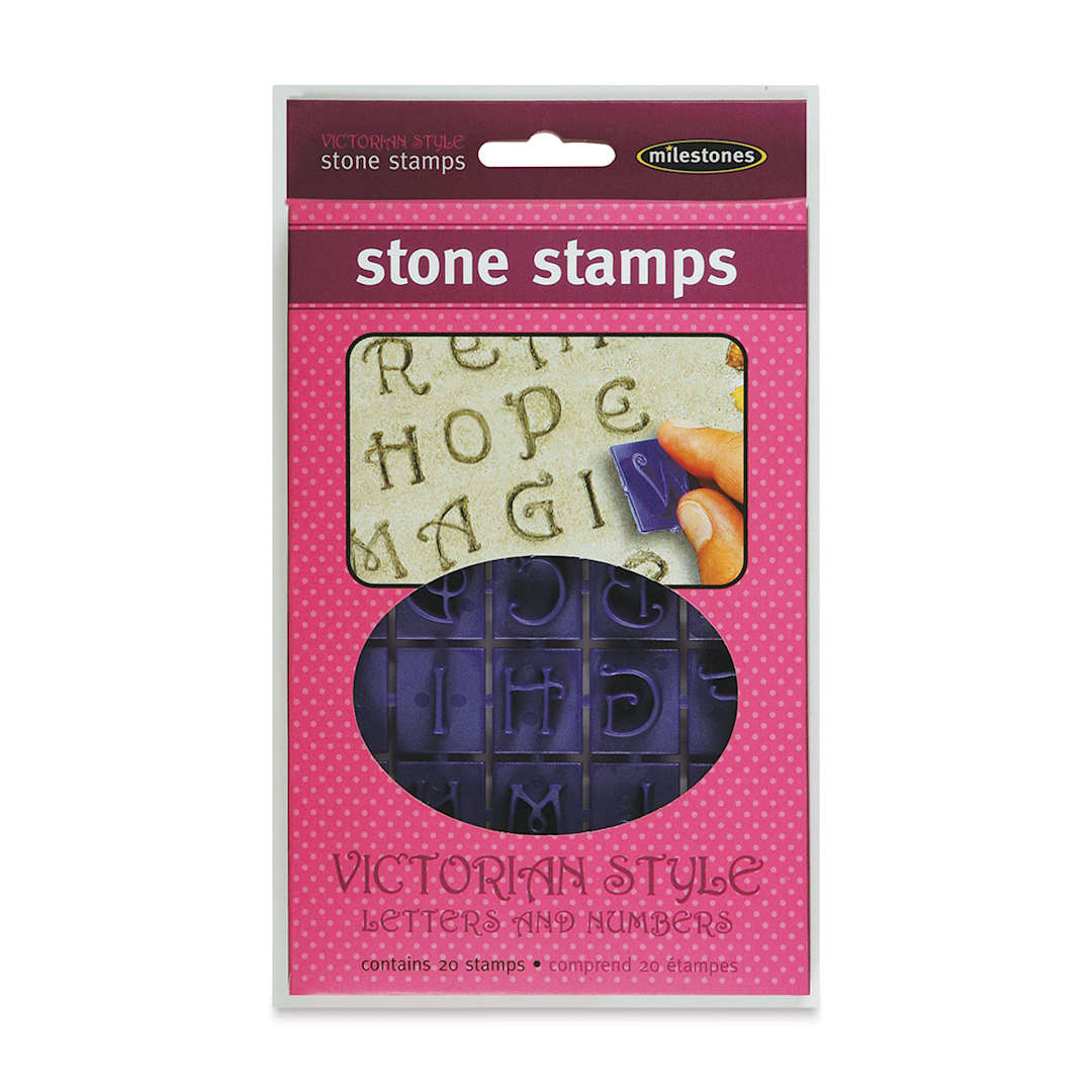 Open in modal - Milestones Mosaic Stone Stamps - Victorian Letters and Numbers (In packaging)