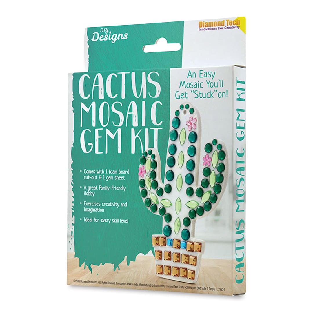 Open in modal - DIY Designs Mosaic Gem Kit - Cactus (Front of packaging.)