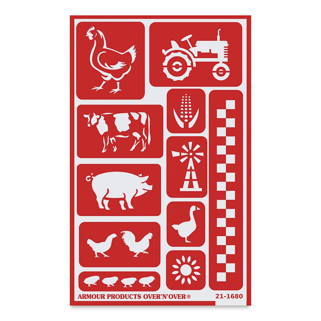 Open in modal - Armour Over ‘N’ Over Glass Etching Stencil - Farm Friends