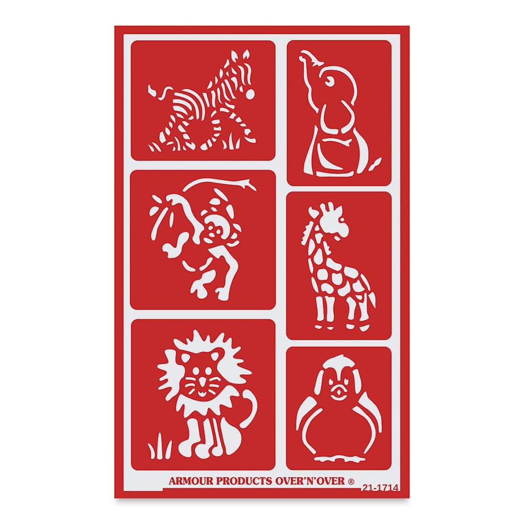 Open in modal - Armour Over ‘N’ Over Glass Etching Stencil - Baby Zoo Animals