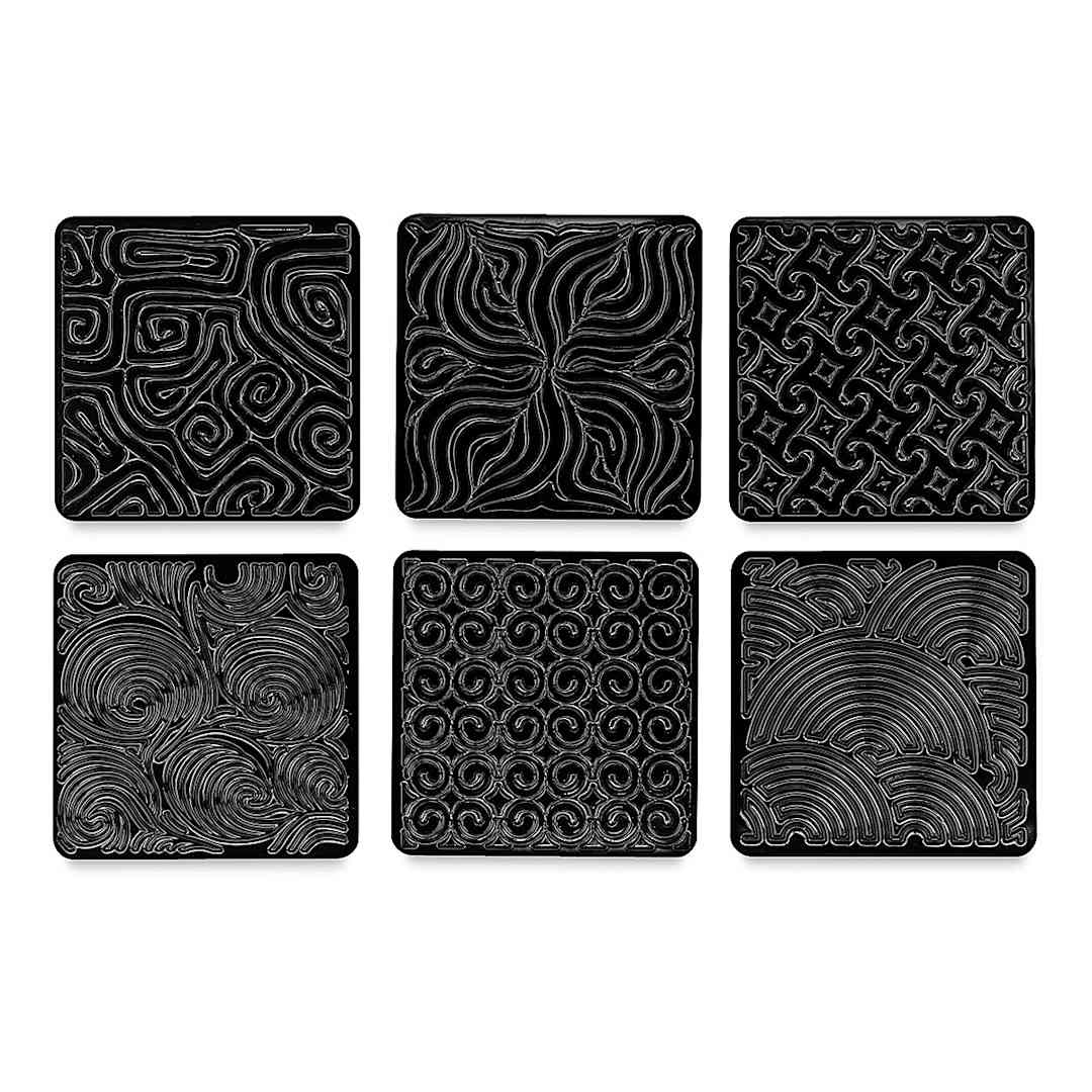 Open in modal - Cedar Canyon Rubbing Plates - Front view of 6 Curves design plates