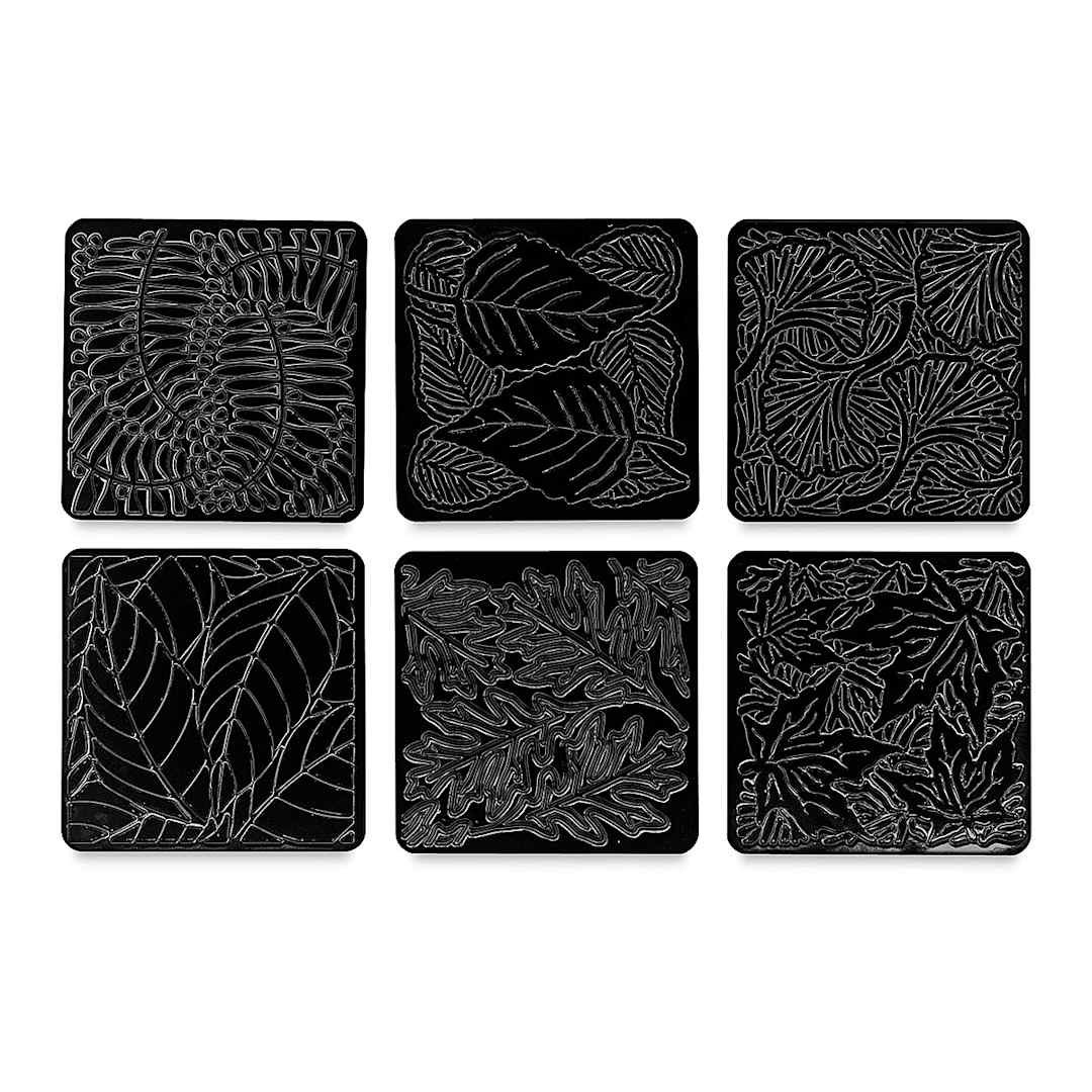 Open in modal - Cedar Canyon Rubbing Plates - Front view of 6 Leaves design plates