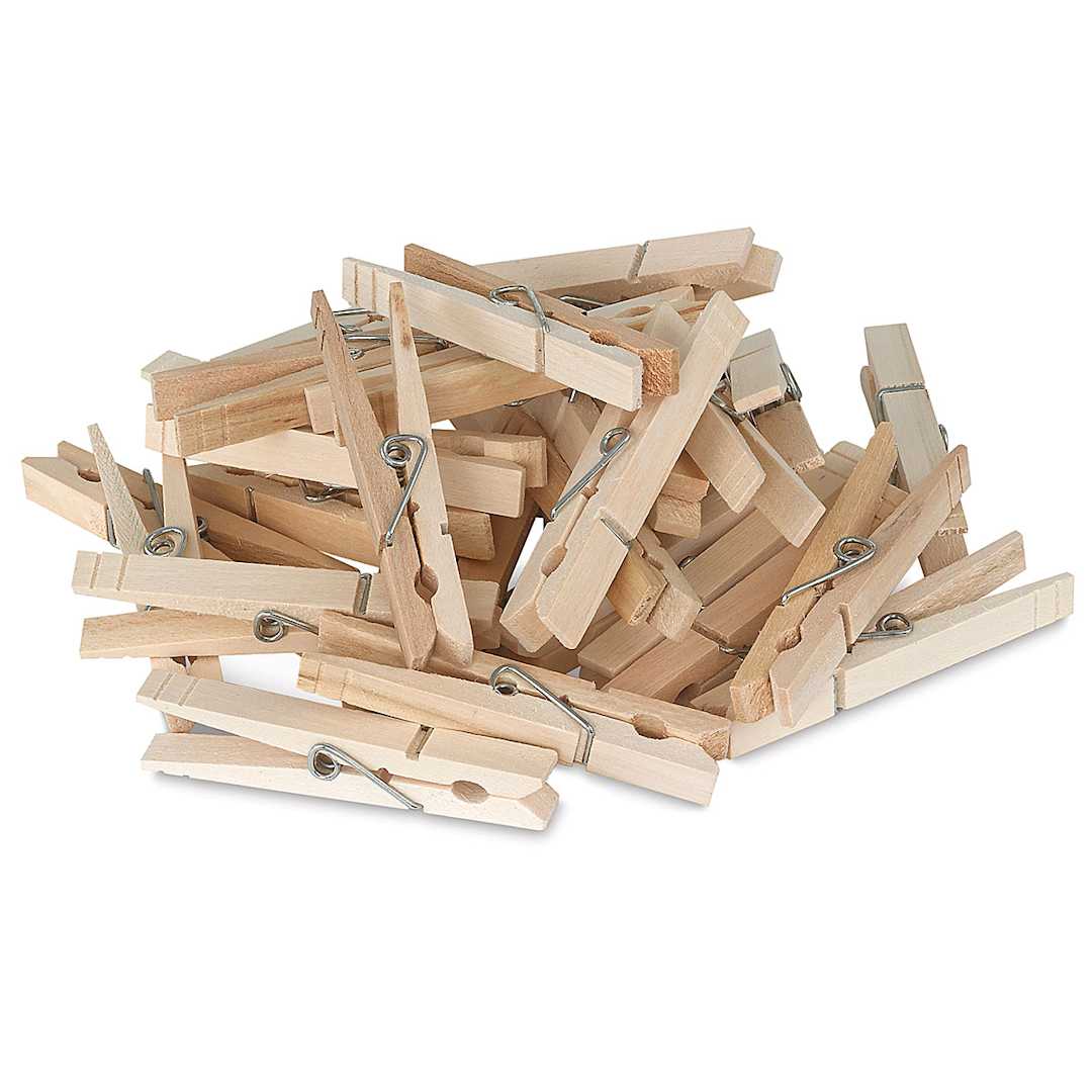 Open in modal - Creativity Street Wooden Spring Clothespins - Large clothespins shown in pile