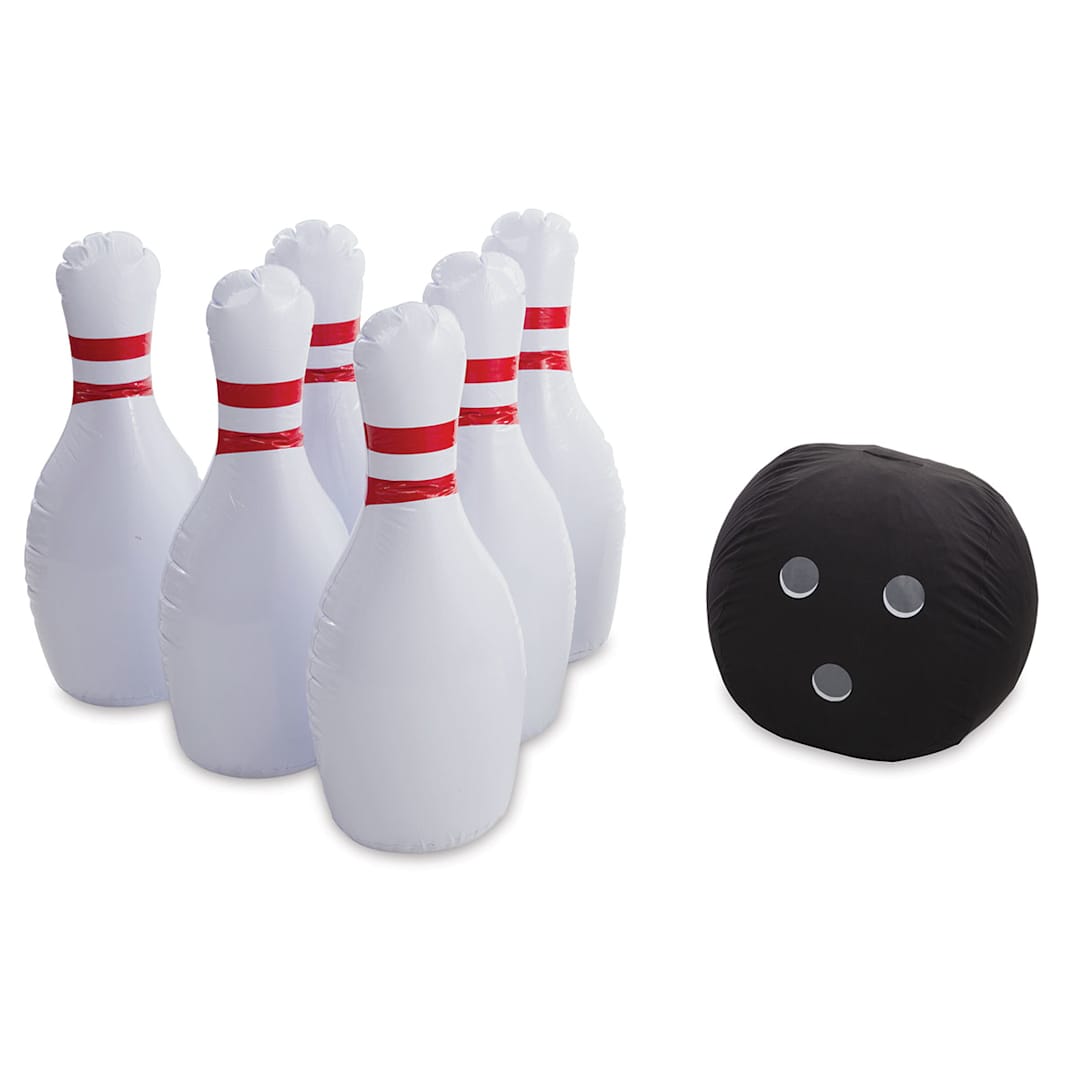 Open in modal - Inflatable Bowling Game - Pins and Ball inflated and set up
