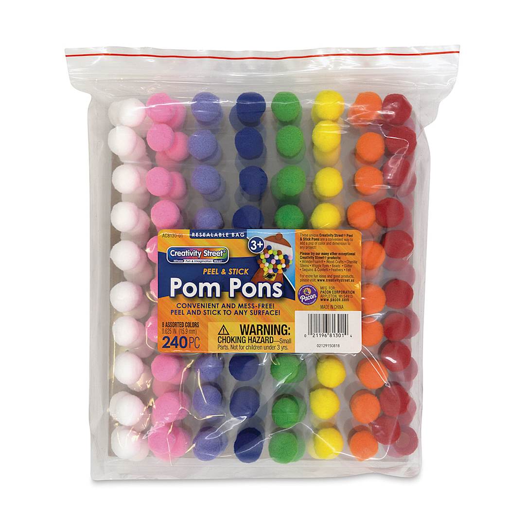 Open in modal - Peel & Stick Pom Pons - Front of package showing Pom Pons
