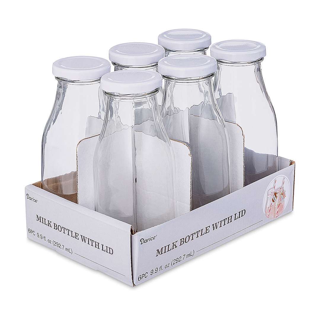 Open in modal - Darice Glass Milk Bottles