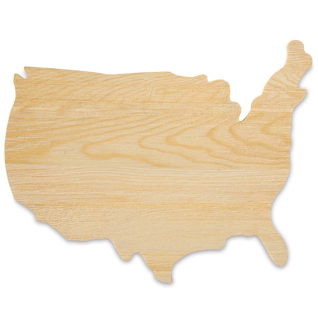 Open in modal - Hampton Art Unfinished Wood USA Map
