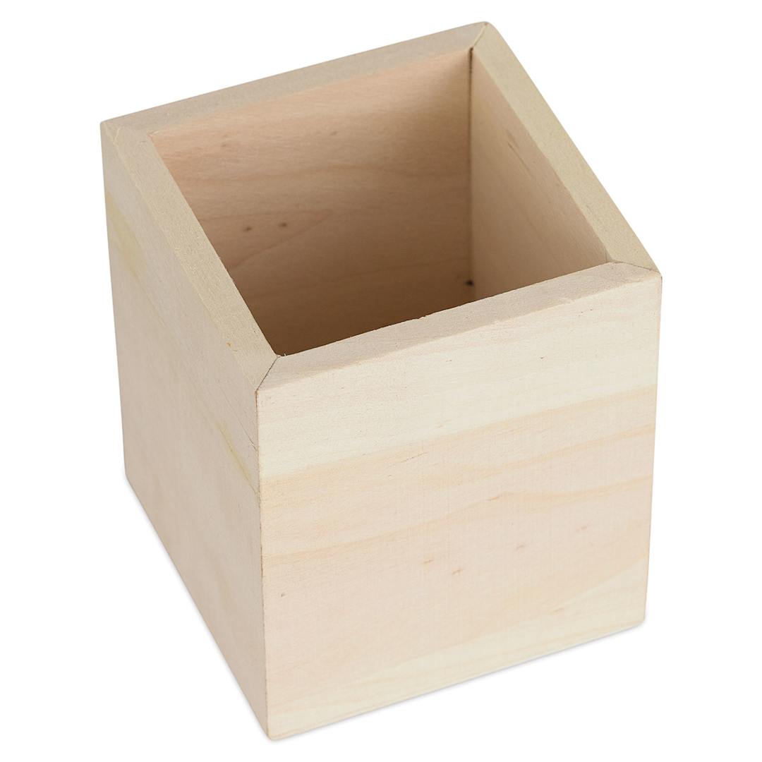Open in modal - MultiCraft Wood Desk Organizers - Top Angled view of single square Organizer