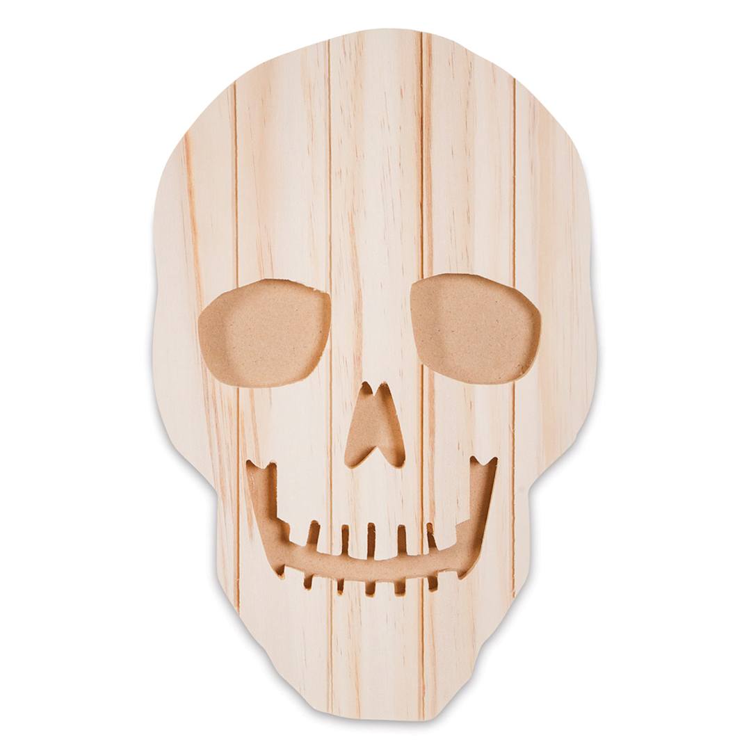 Open in modal - Unfinished Wood Carved Skeleton Face