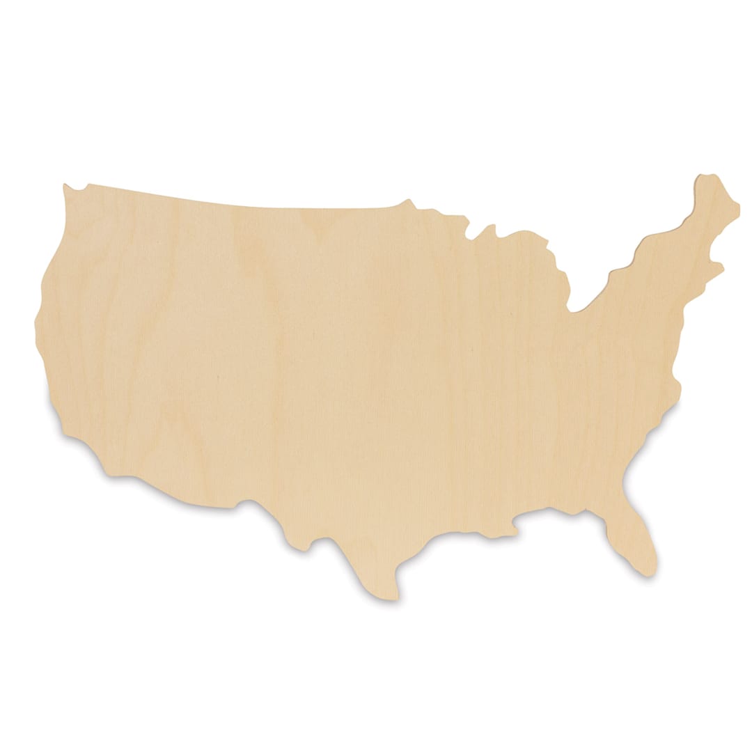 Open in modal - Walnut Hollow Birch Wood Shapes - Wooden plaque of United States