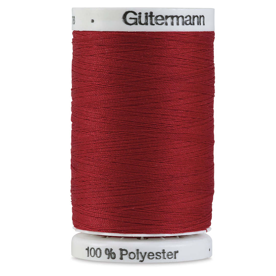 Open in modal - Gutermann Sew-All Polyester Thread - Closeup of spool of Scarlet thread
