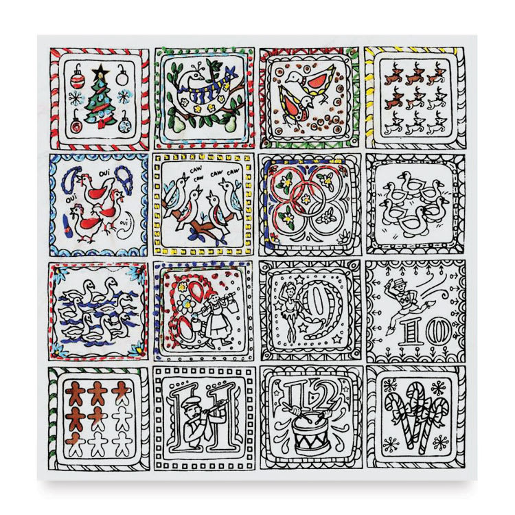 Open in modal - Design Works Zenbroidery - 12 Days of Christmas, 10" x 10" partially embroidered