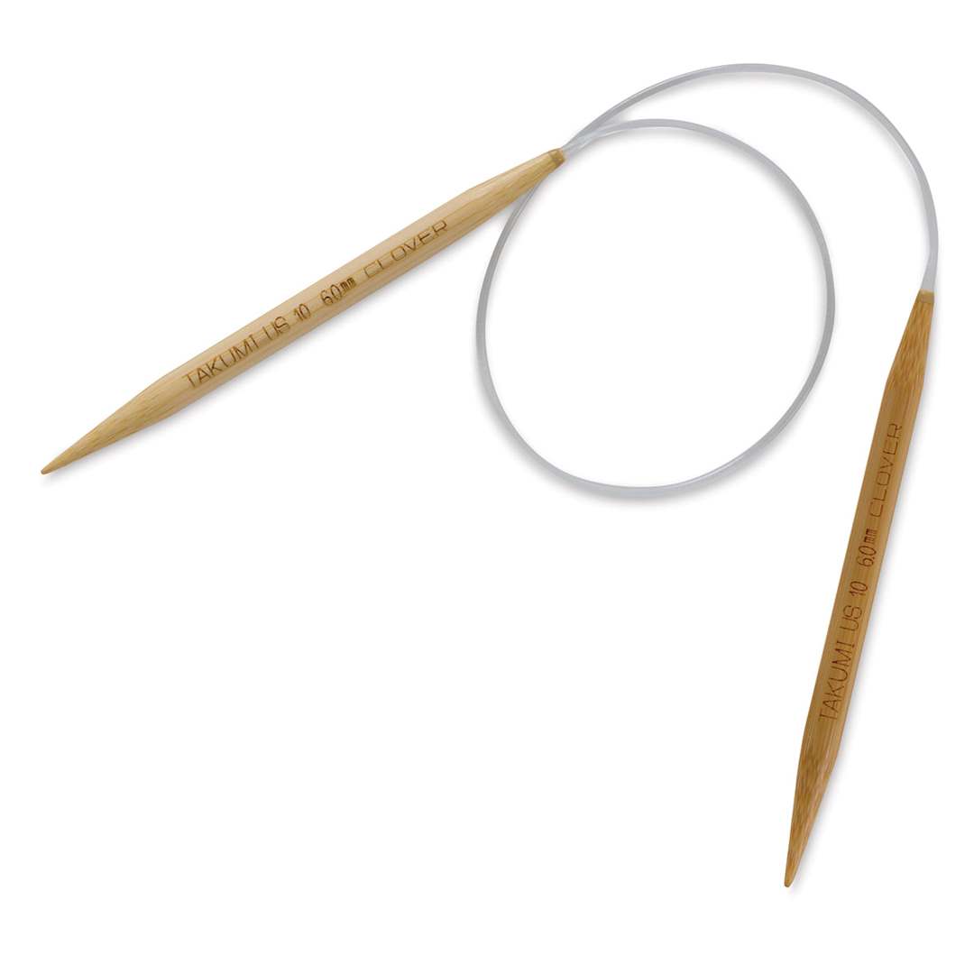 Open in modal - Clover Takumi Bamboo Circular Knitting Needles - Size 10 Needles, 16 inch length coiled