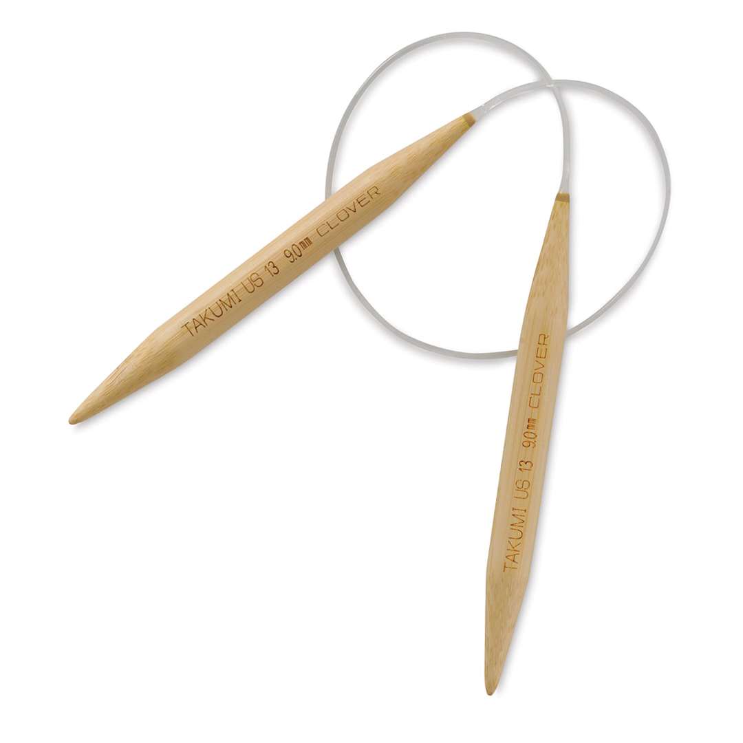 Open in modal - Clover Takumi Bamboo Circular Knitting Needles - Size 13 Needles, 16 inch length coiled
