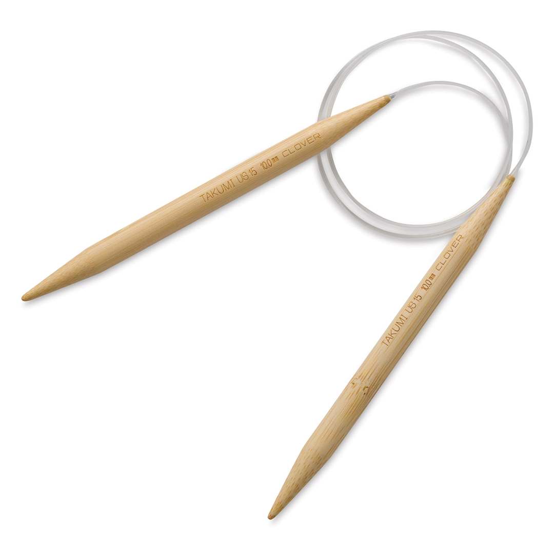 Open in modal - Clover Takumi Bamboo Circular Knitting Needles - Size 15 Needles, 29 inch length coiled