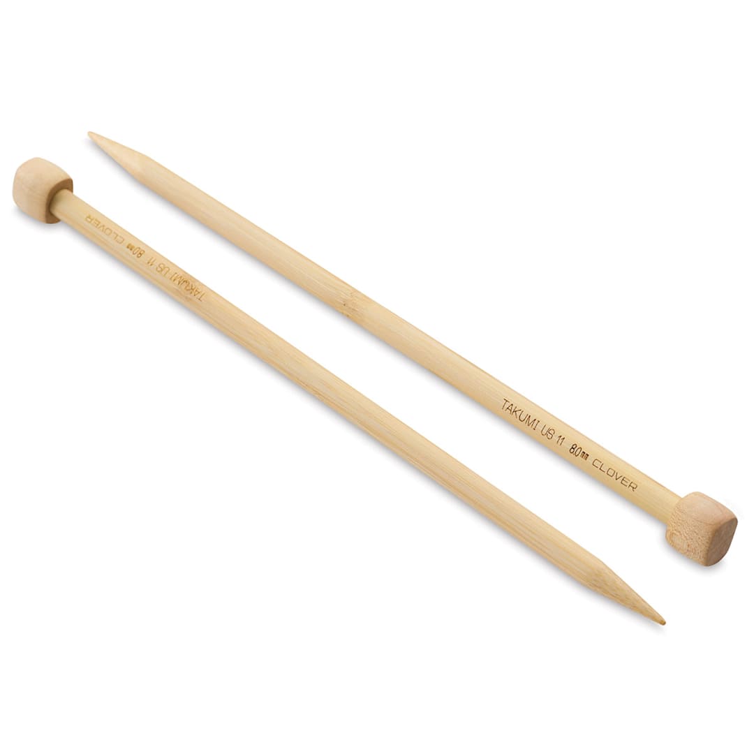 Open in modal - Clover Takumi Bamboo Straight Knitting Needles - Size 11, 9" Long