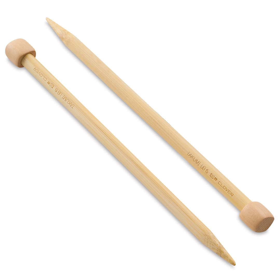 Open in modal - Clover Takumi Bamboo Straight Knitting Needles - Size 15, 9" Long