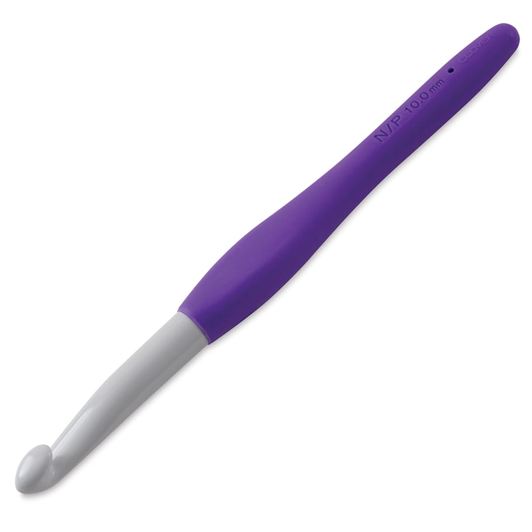 Open in modal - Clover Amour Crochet Hooks - N/P 10 mm Purple Hook at angle
