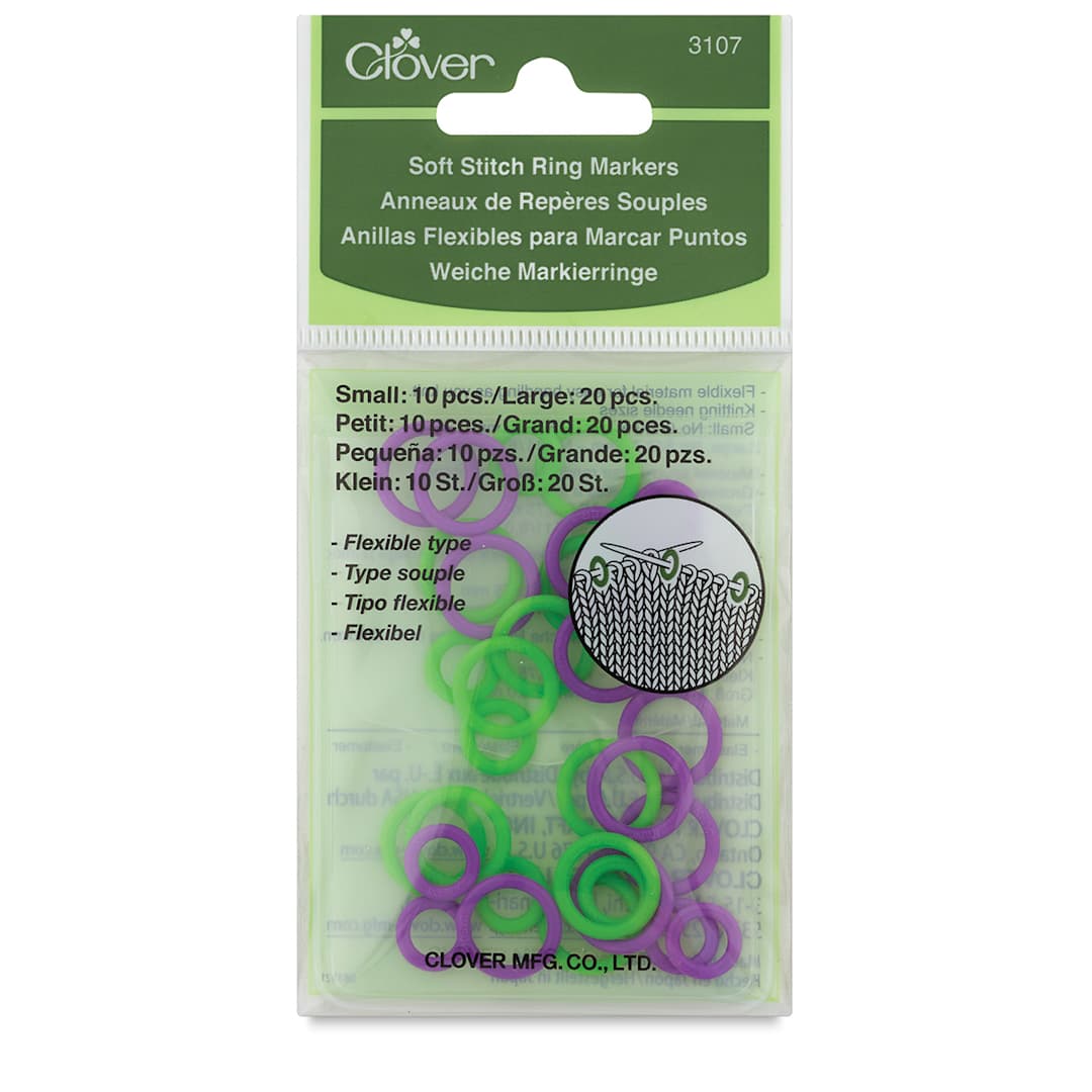 Open in modal - Clover Stitch Markers - Package of 20 Soft Ring Stitch Markers shown

