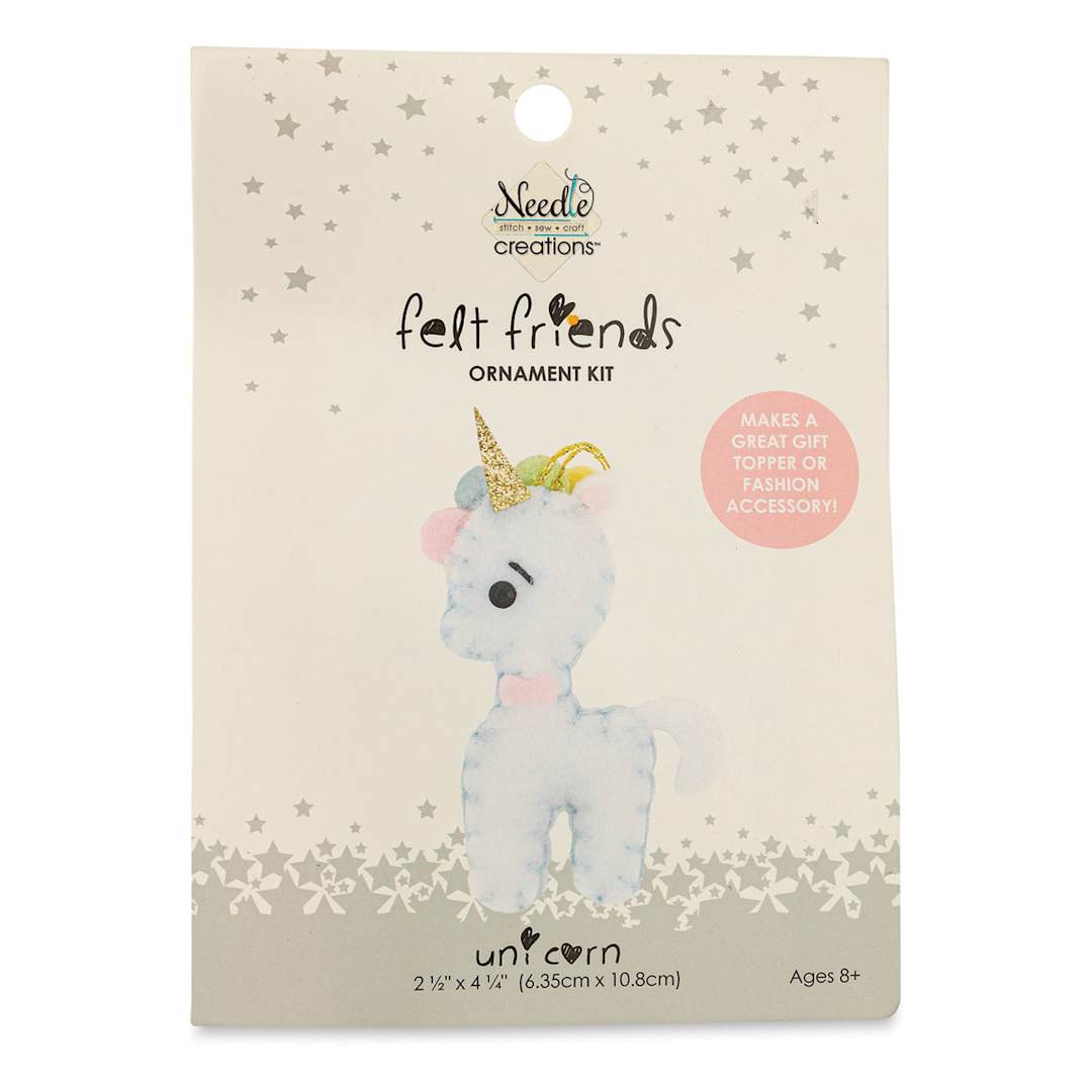 Open in modal - Needle Creations Felt Friends Unicorn Ornament Kit - Front of package