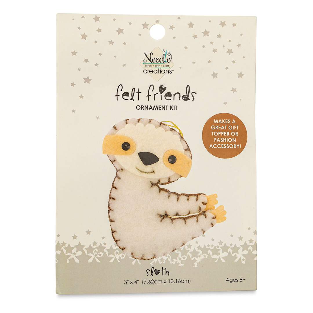 Open in modal - Needle Creations Felt Friends Sloth Ornament Kit - Front of package