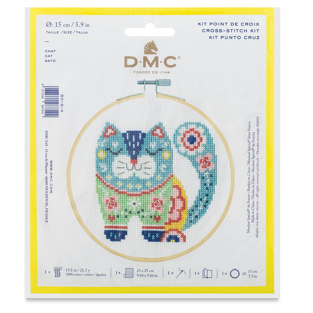 Open in modal - DMC Stitch Kit - Front view of Cat design package