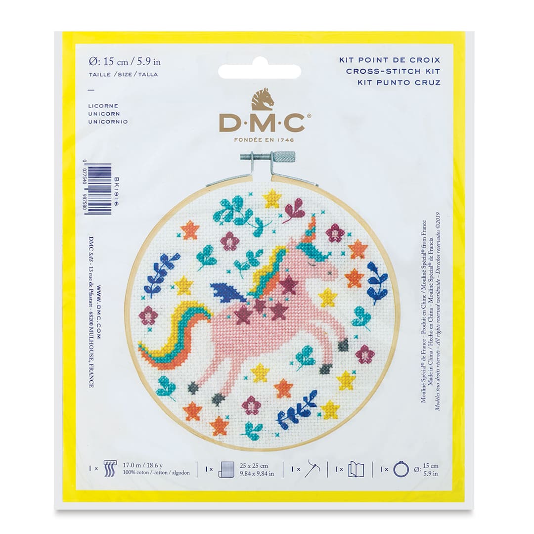 Open in modal - DMC Stitch Kit - Unicorn with Flowers (In packaging)