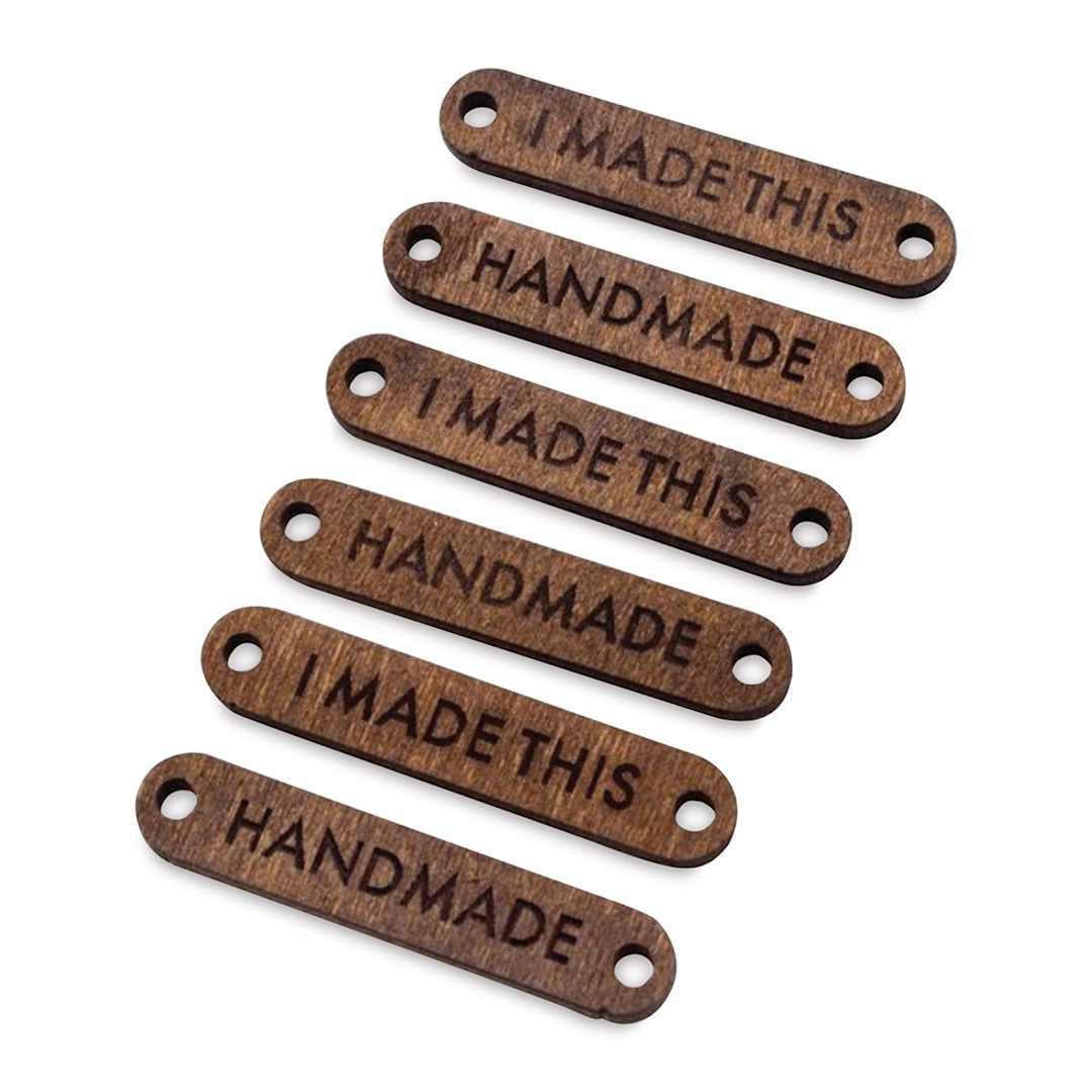 Open in modal - The Hook Nook Project Labels - Sew-On Wood Labels, Package of 6