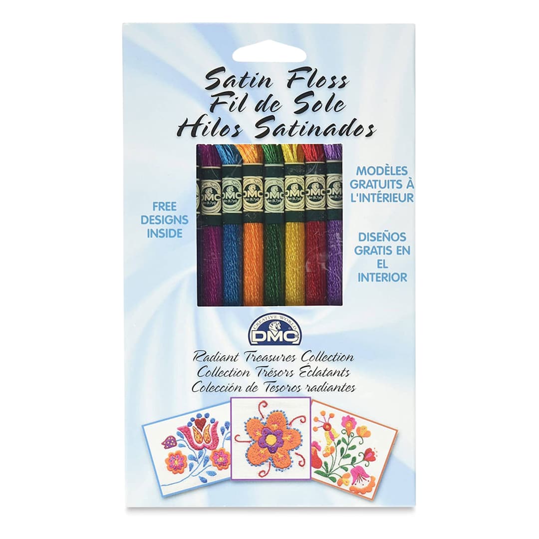 Open in modal - DMC Satin Embroidery Floss Pack - Radiant Treasures, 8-3/4 yards, Set of 8 (In packaging)
