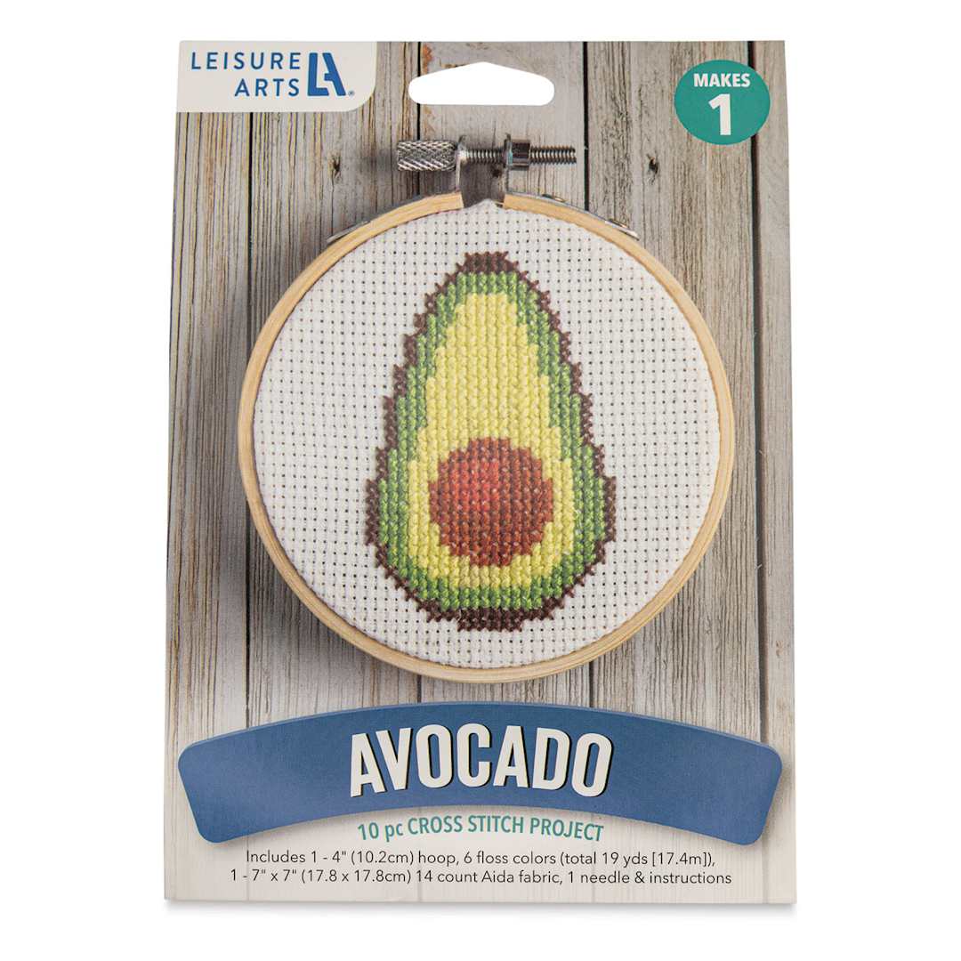 Open in modal - Leisure Arts Cross Stitch Kit - Avocado, 4" (Front of packaging)