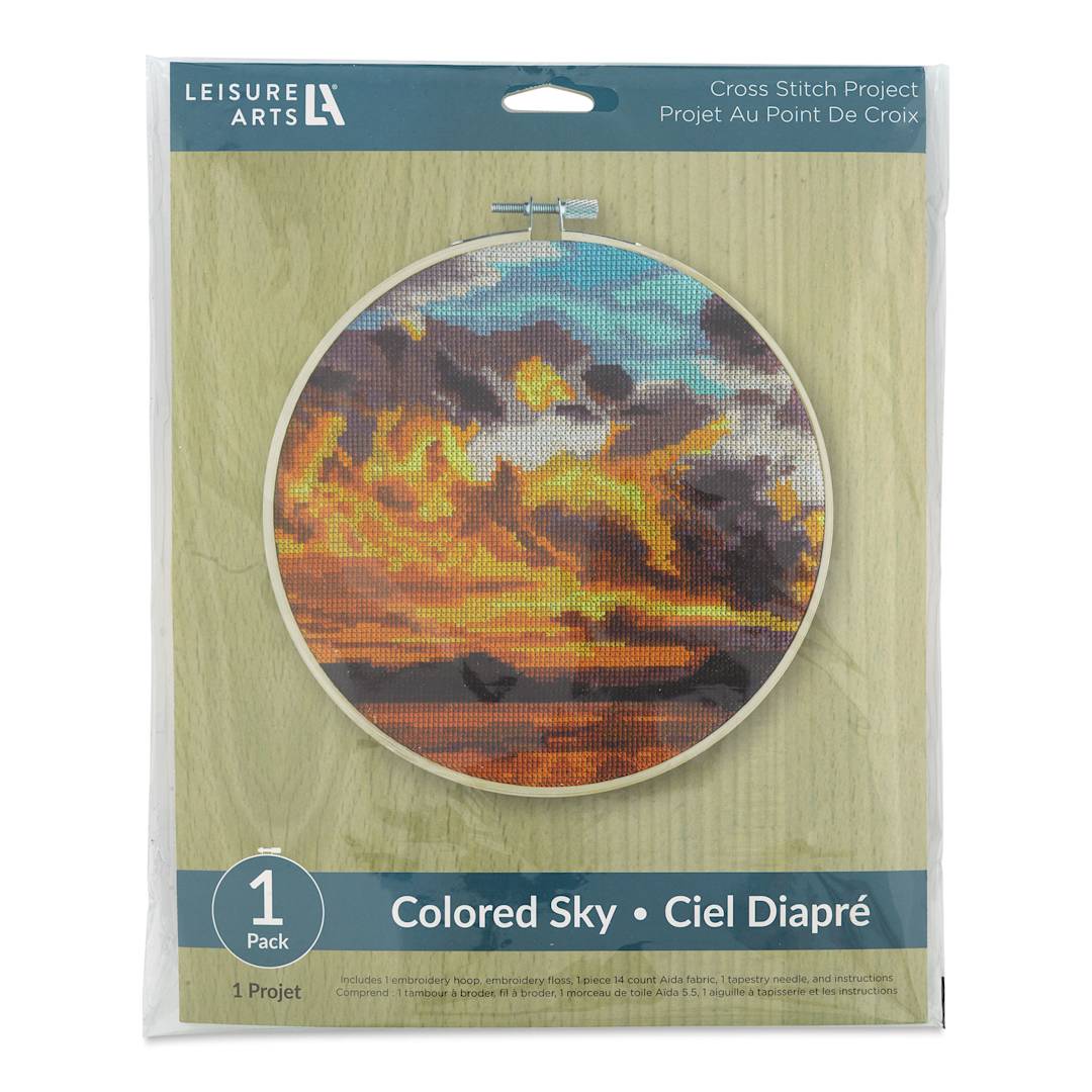 Open in modal - Leisure Arts Cross Stitch Kit - Colored Sky, 8", front of the packaging