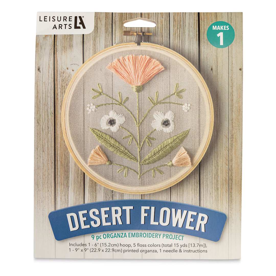 Open in modal - Leisure Arts Organza Embroidery Kit - Desert Flower (Front of packaging)
