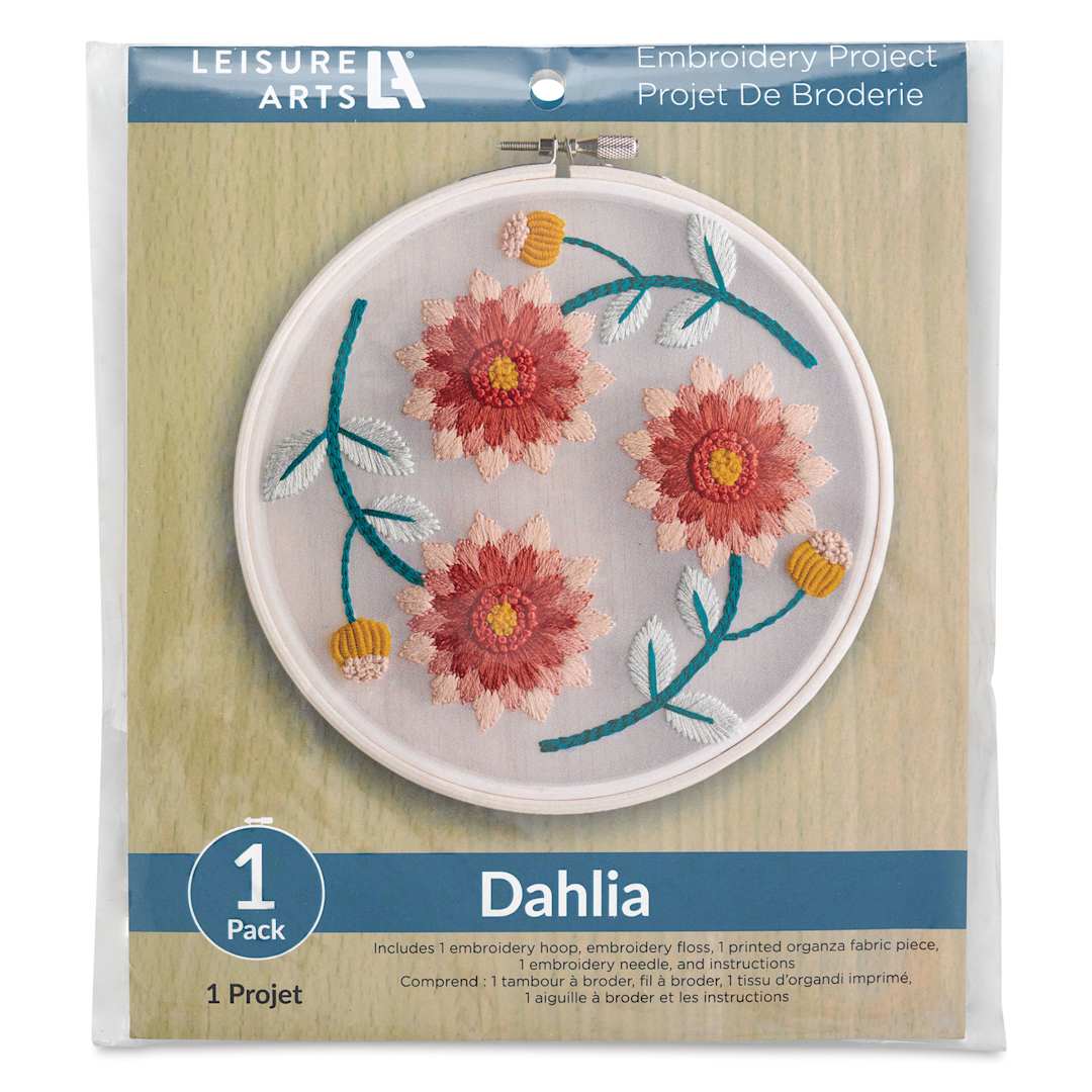 Open in modal - Leisure Arts Organza Embroidery Kit - Dahlia, front of the packaging