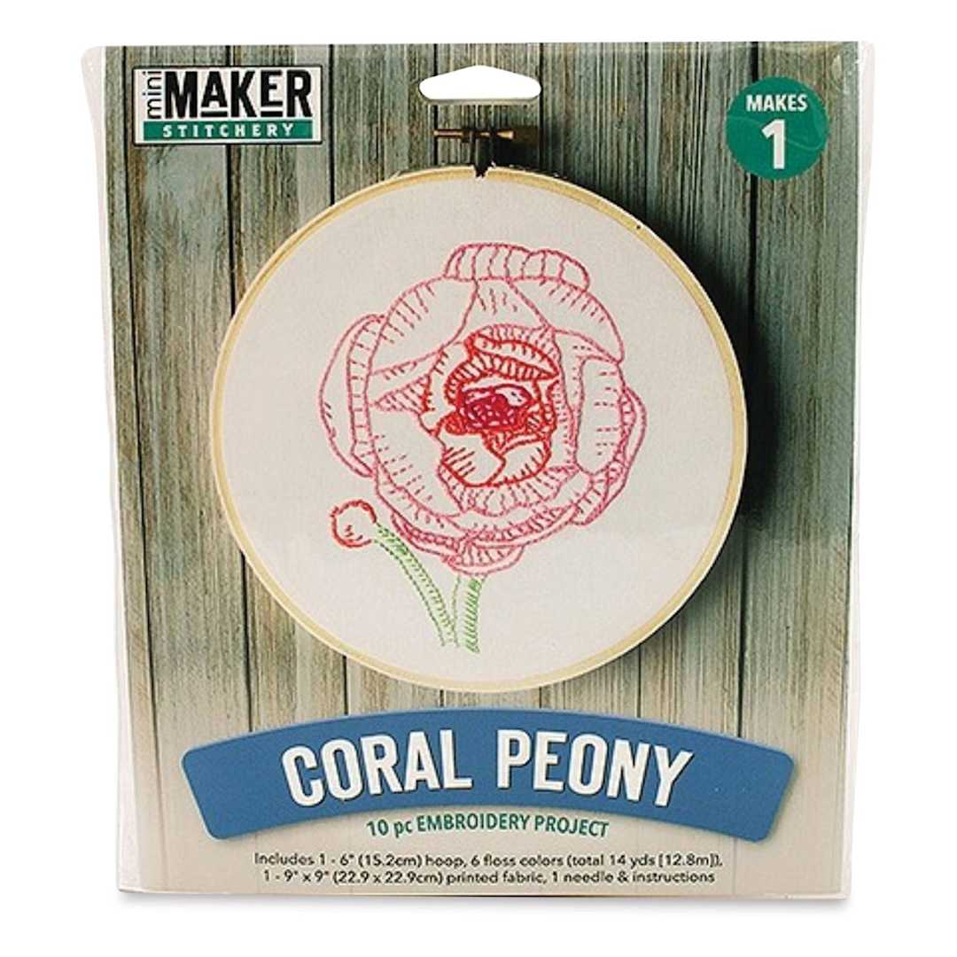 Open in modal - Leisure Arts Embroidery Kit - Coral Peony, front of the packaging